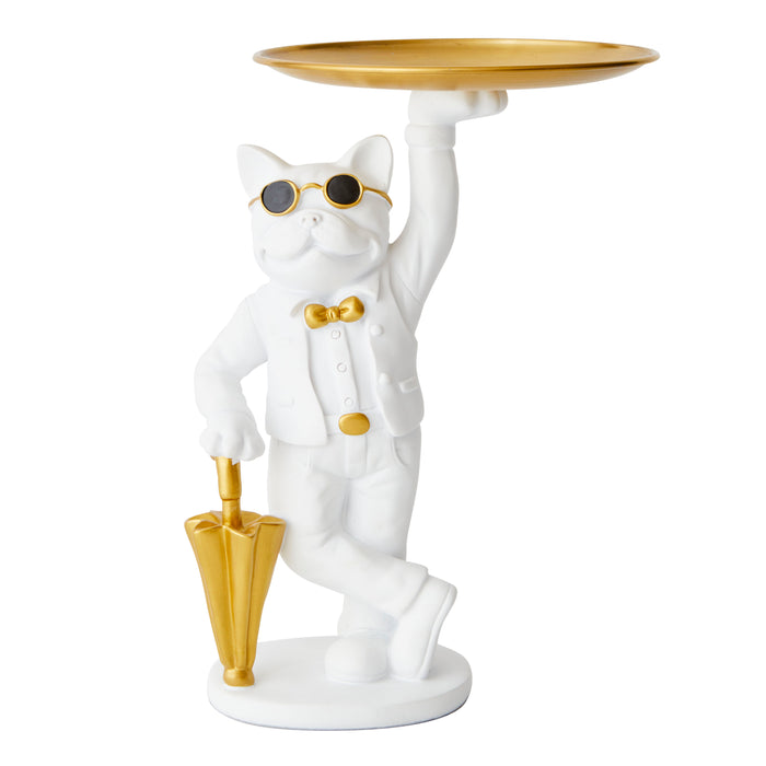 Bulldog, Umbrella, White - Brass