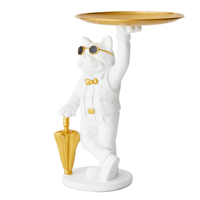 Bulldog, Umbrella, White - Brass