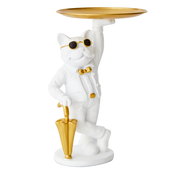 Bulldog, Umbrella, White - Brass