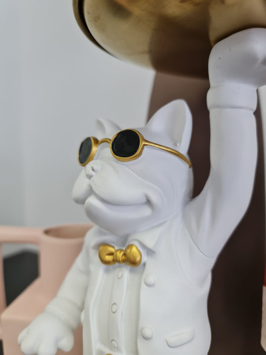 Bulldog, Umbrella, White - Brass