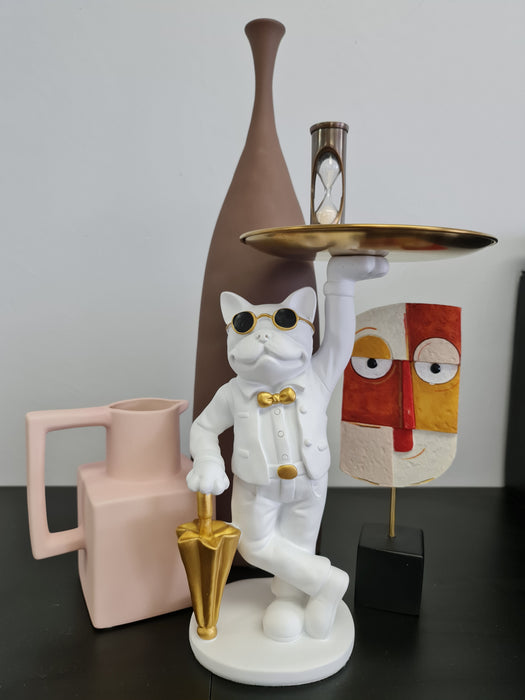 Bulldog, Umbrella, White - Brass