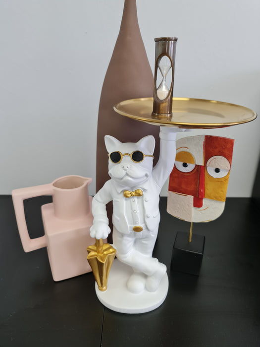 Bulldog, Umbrella, White - Brass