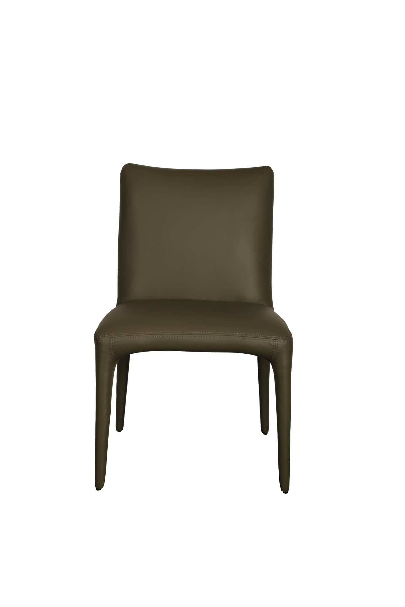 Minimalist olive green chair with sleek and simple design.