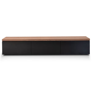 Calibre Furniture Leland 2.4m Black TV Entertainment Unit - Walnut Top