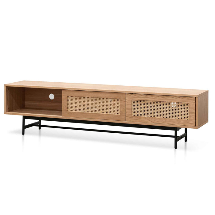 CTV6406-KD 2m Natural Oak TV Entertainment Unit - Rattan Doors