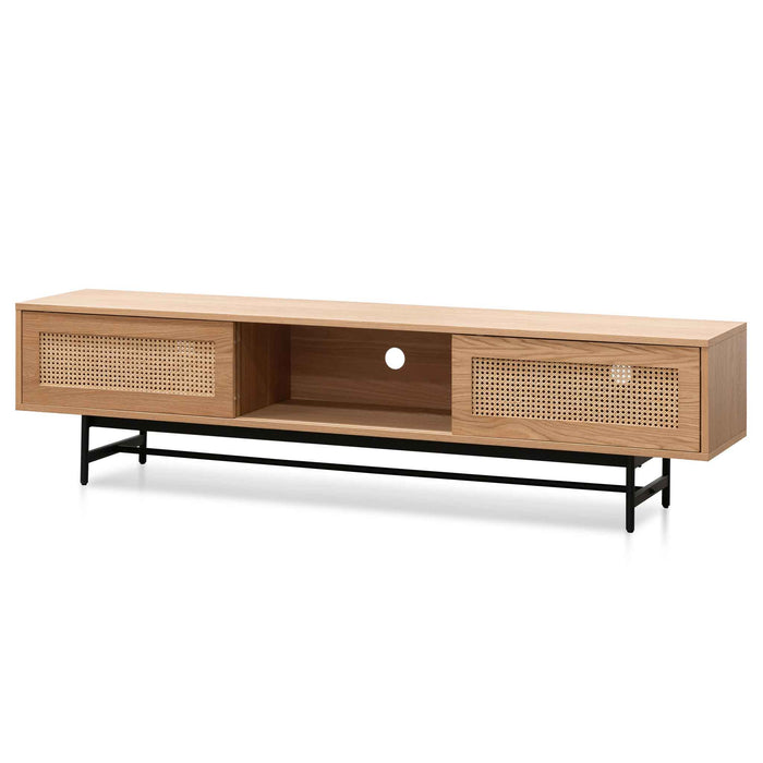 CTV6406-KD 2m Natural Oak TV Entertainment Unit - Rattan Doors