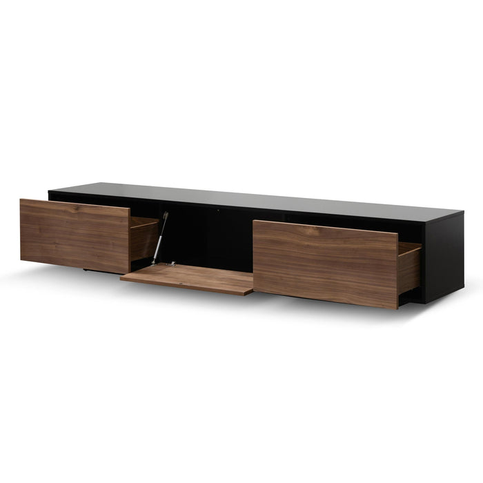 CTV6600-BB 2.3m Wooden Entertainment Unit - Black with Walnut Drawers