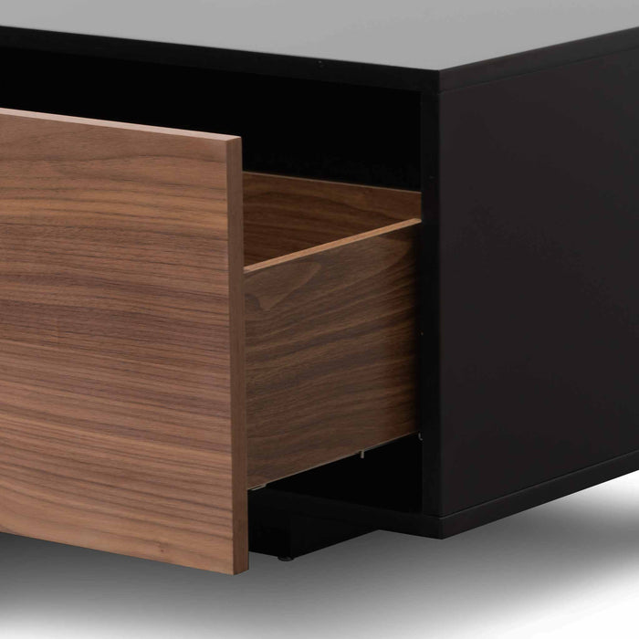 CTV6600-BB 2.3m Wooden Entertainment Unit - Black with Walnut Drawers