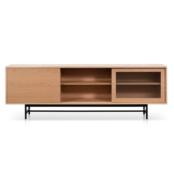 CTV6634-KD 2.1m Wooden Entertainment TV Unit - Natural with Flute Glass Door