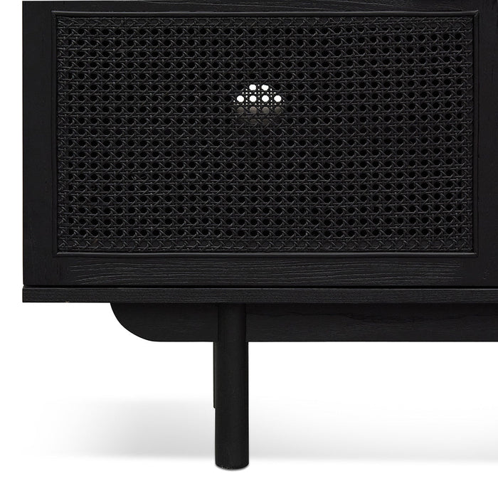 CTV8137-NI 1.7m ELM Black Entertainment TV - Natural Rattan Door