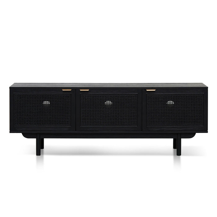 CTV8137-NI 1.7m ELM Black Entertainment TV - Natural Rattan Door