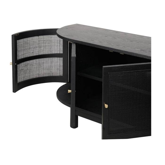 CTV8290-NI 2.2m Rattan Doors TV Entertainment unit - Full Black