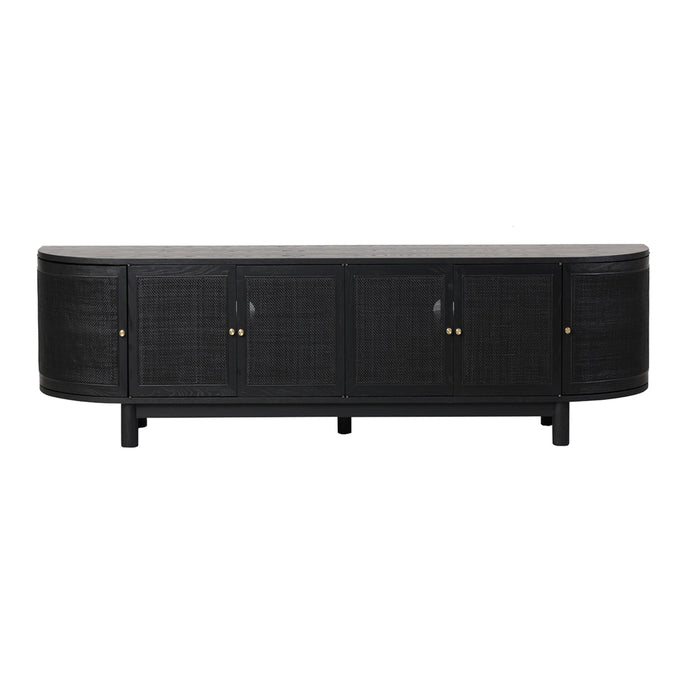 CTV8290-NI 2.2m Rattan Doors TV Entertainment unit - Full Black