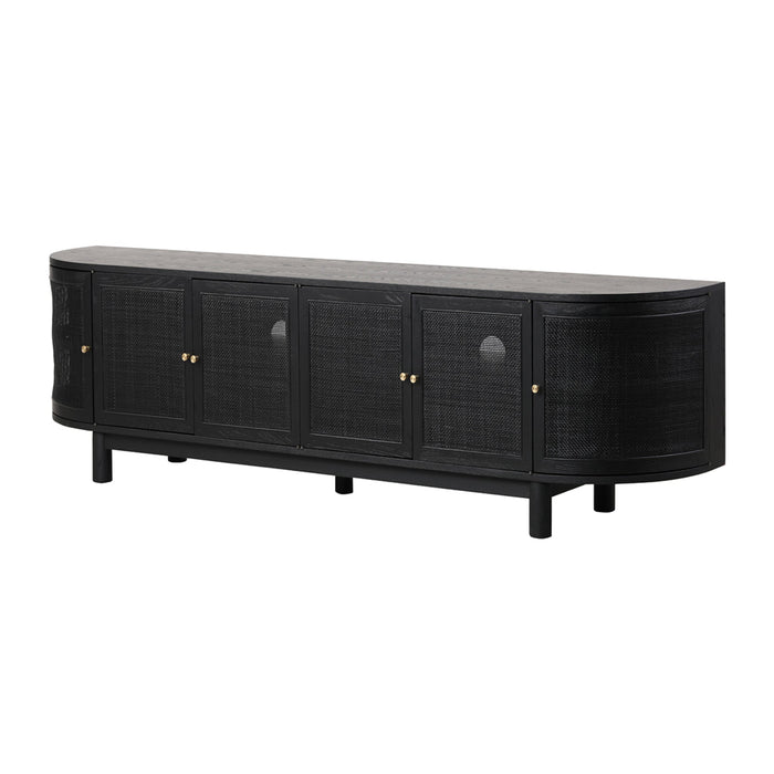 CTV8290-NI 2.2m Rattan Doors TV Entertainment unit - Full Black