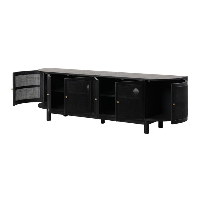 CTV8290-NI 2.2m Rattan Doors TV Entertainment unit - Full Black