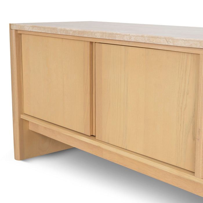 CTV8737-KK 2.1m Travertine Top TV Entertainment Unit - Creme Ash