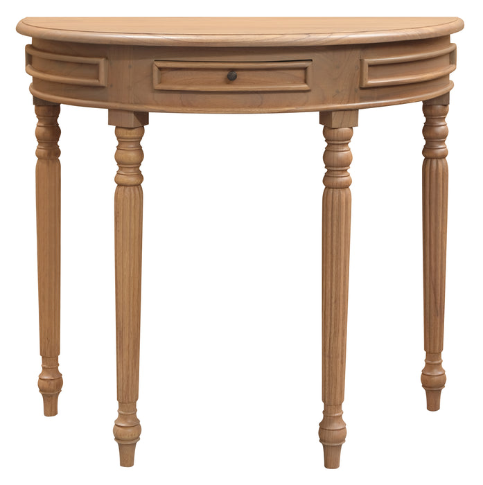 Nueva Solid White Cedar Turn Leg Half Round Sofa Table (Natural)