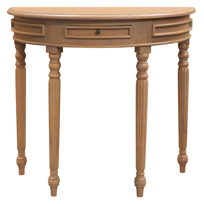 Nueva Solid White Cedar Turn Leg Half Round Sofa Table (Natural)