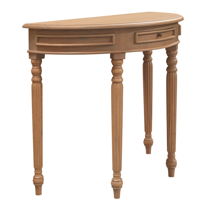 Nueva Solid White Cedar Turn Leg Half Round Sofa Table (Natural)