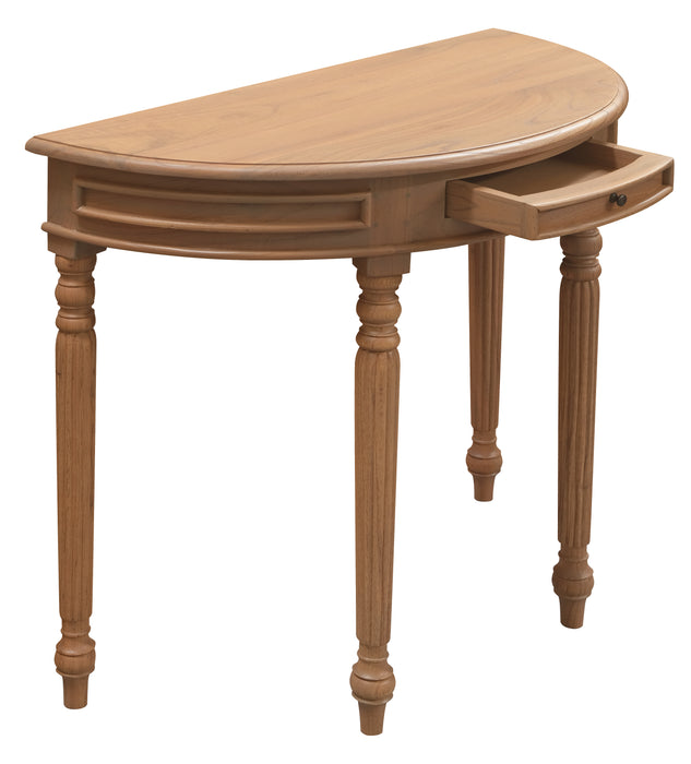 Nueva Solid White Cedar Turn Leg Half Round Sofa Table (Natural)