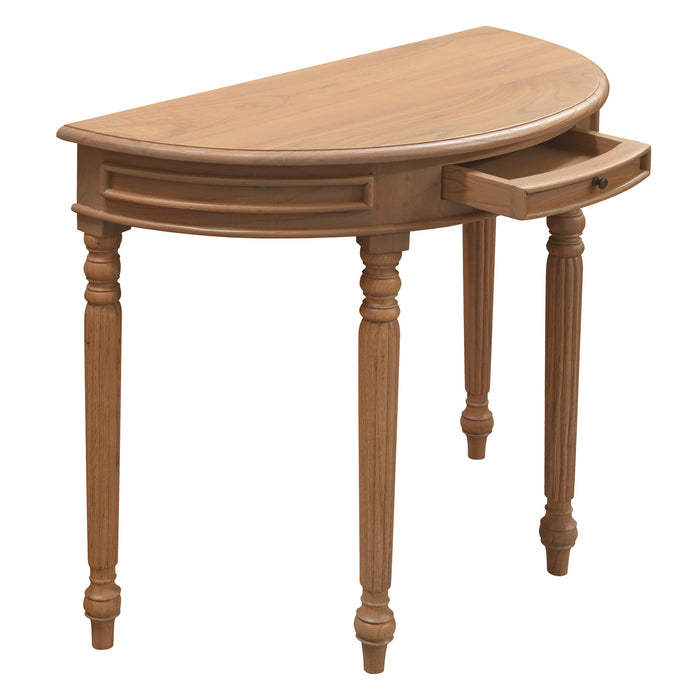 Nueva Solid White Cedar Turn Leg Half Round Sofa Table (Natural)