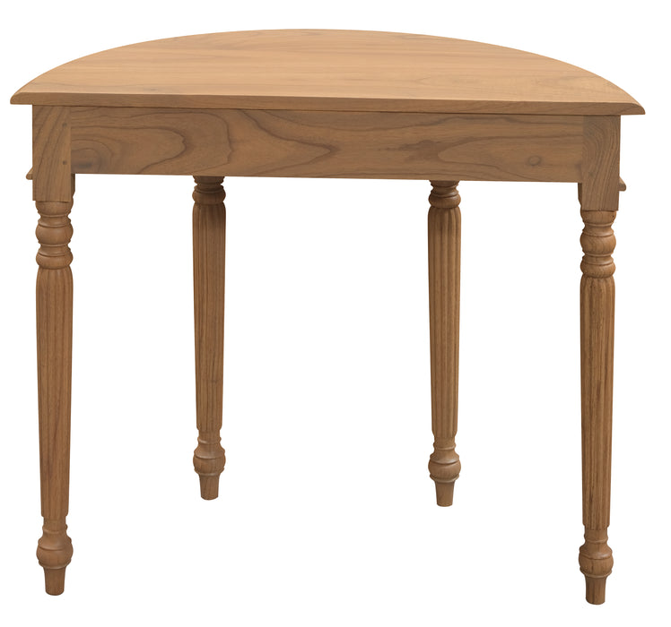 Nueva Solid White Cedar Turn Leg Half Round Sofa Table (Natural)