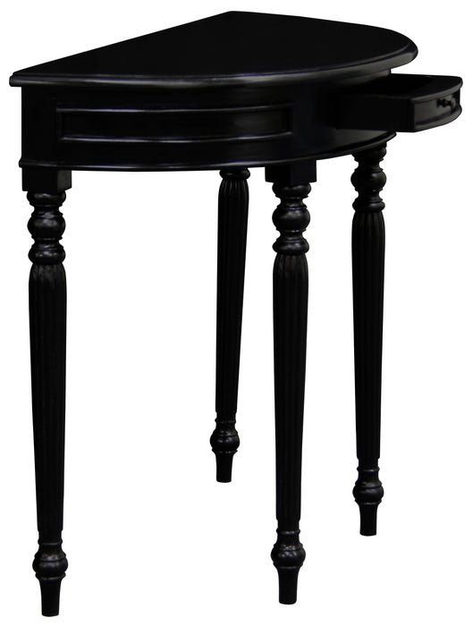 Nueva Solid Mahogany Turn Leg Half Round Sofa Table (Black)