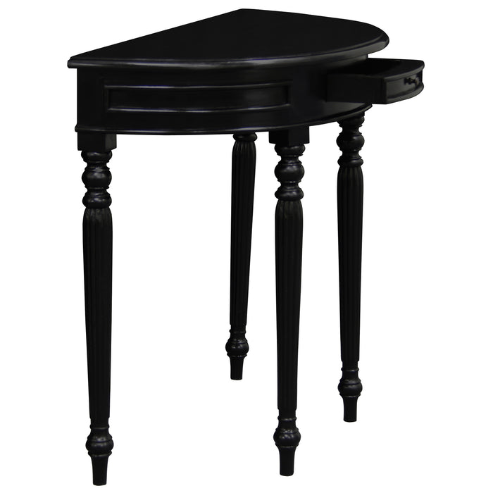 Nueva Solid Mahogany Turn Leg Half Round Sofa Table (Black)
