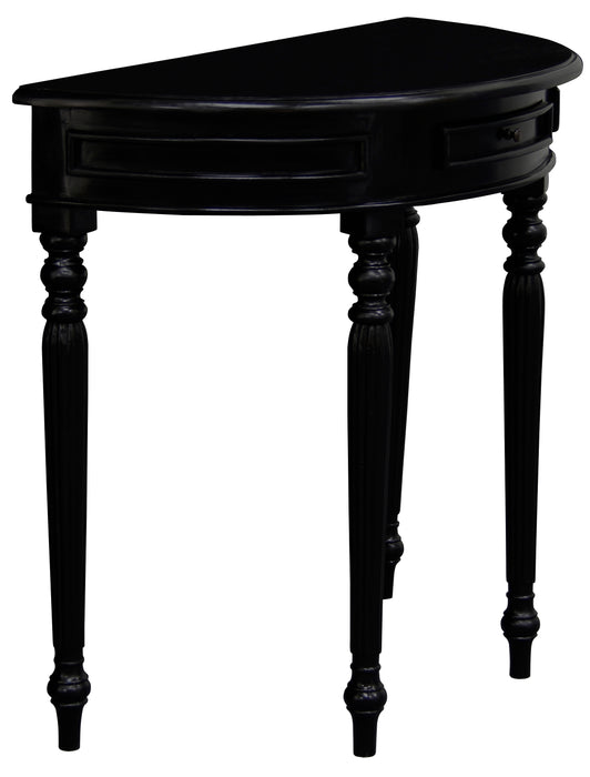 Nueva Solid Mahogany Turn Leg Half Round Sofa Table (Black)
