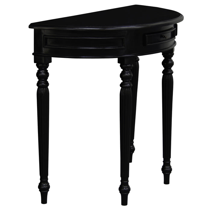 Nueva Solid Mahogany Turn Leg Half Round Sofa Table (Black)