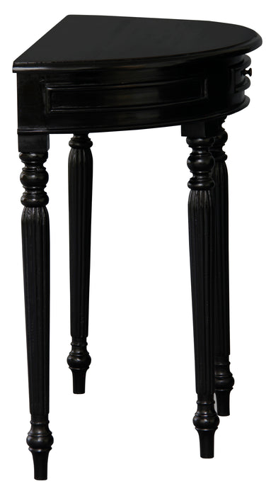 Nueva Solid Mahogany Turn Leg Half Round Sofa Table (Black)