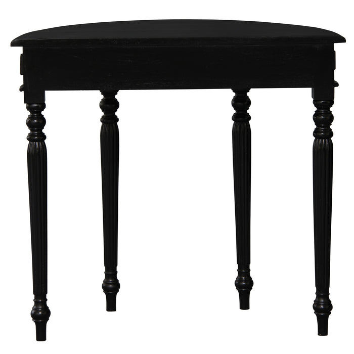 Nueva Solid Mahogany Turn Leg Half Round Sofa Table (Black)