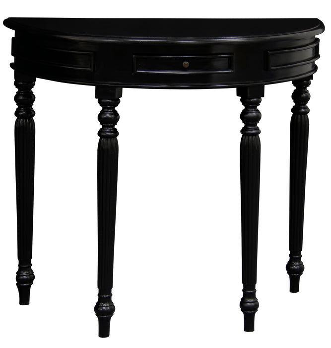 Nueva Solid Mahogany Turn Leg Half Round Sofa Table (Black)