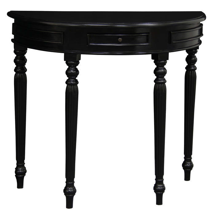 Nueva Solid Mahogany Turn Leg Half Round Sofa Table (Black)
