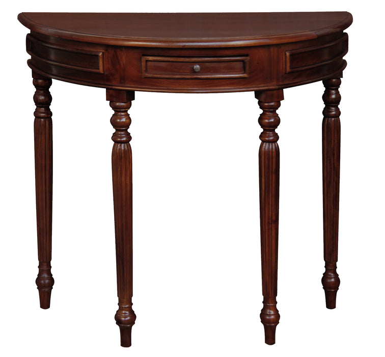 Nueva Solid Mahogany Turn Leg Half Round Sofa Table (Mahogany)