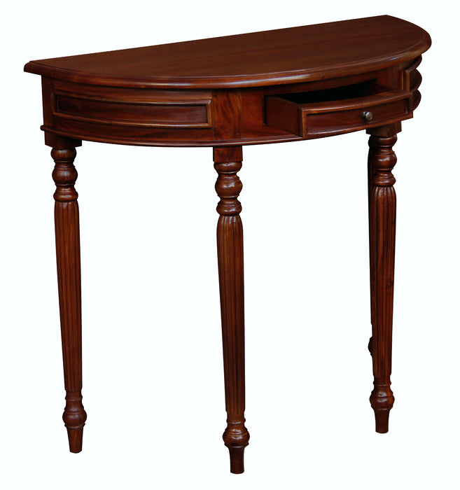Nueva Solid Mahogany Turn Leg Half Round Sofa Table (Mahogany)