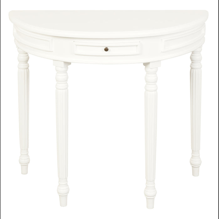 Nueva Solid Mahogany Turn Leg Half Round Sofa Table (White)