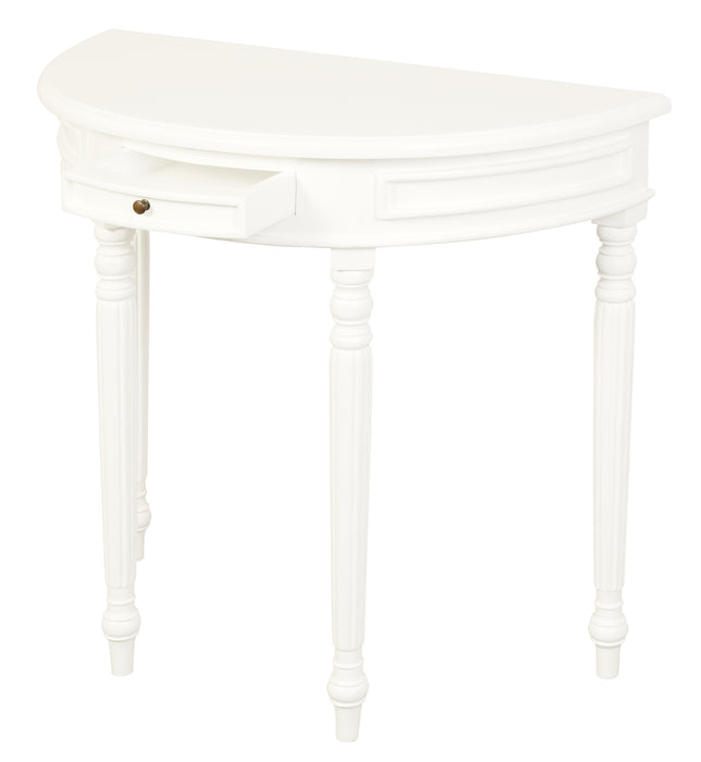 Nueva Solid Mahogany Turn Leg Half Round Sofa Table (White)