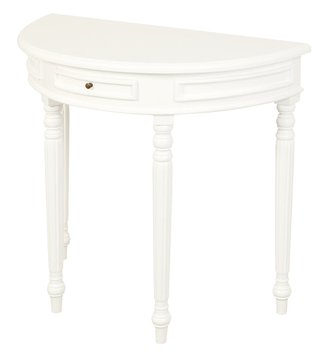 Nueva Solid Mahogany Turn Leg Half Round Sofa Table (White)