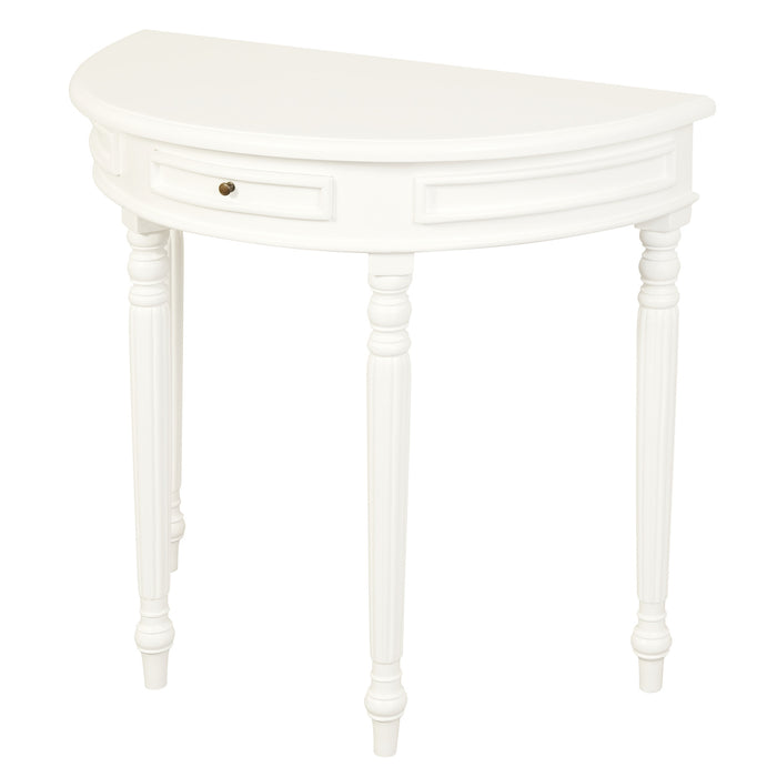 Nueva Solid Mahogany Turn Leg Half Round Sofa Table (White)