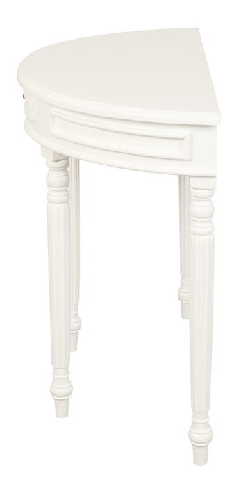 Nueva Solid Mahogany Turn Leg Half Round Sofa Table (White)