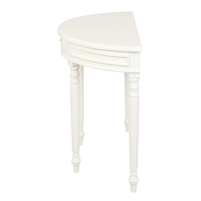 Nueva Solid Mahogany Turn Leg Half Round Sofa Table (White)
