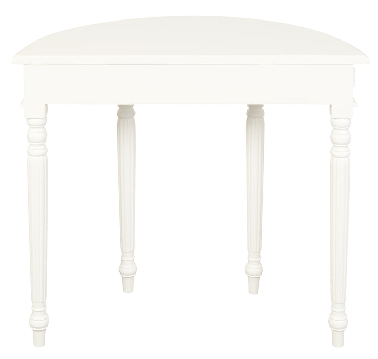 Nueva Solid Mahogany Turn Leg Half Round Sofa Table (White)