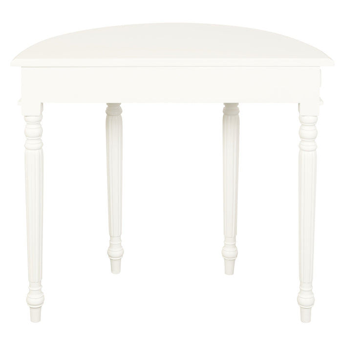 Nueva Solid Mahogany Turn Leg Half Round Sofa Table (White)