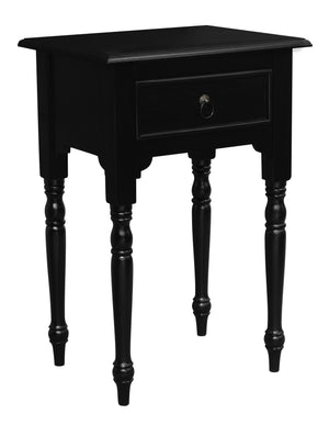 Huntely 1-Drawer Turn Leg Side Table (Black)