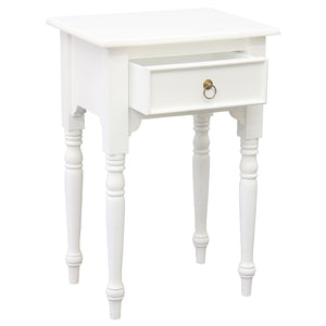 Huntely 1-Drawer Turn Leg Side Table (White)