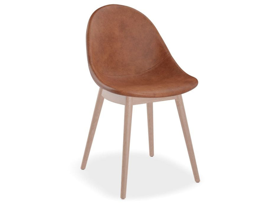 Pebble Chair Tan Upholstered Vintage Seat - 4 Post - Black