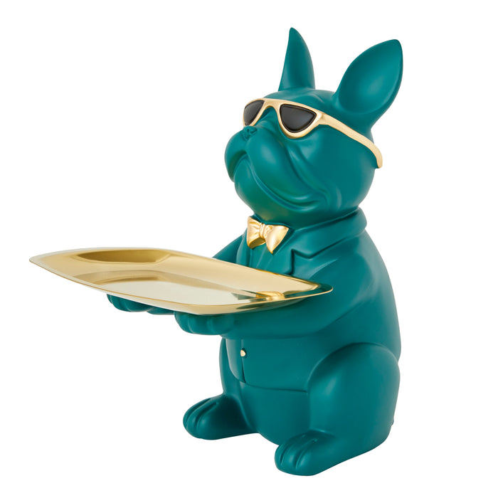 Bulldog Tray Rectangle, Green - Brass
