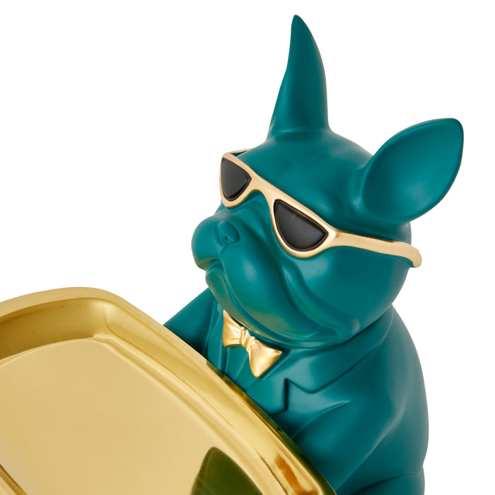 Bulldog Tray Rectangle, Green - Brass