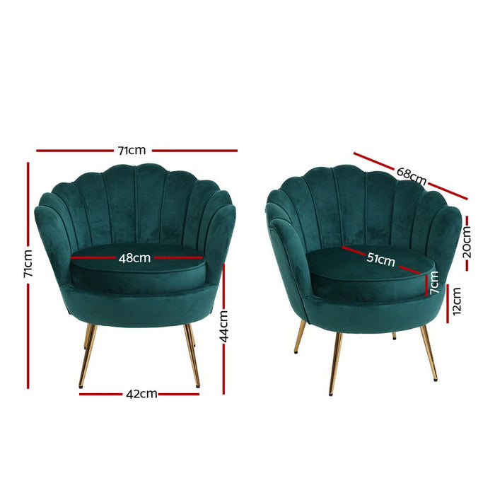 Artiss Armchair Velvet Green Callista
